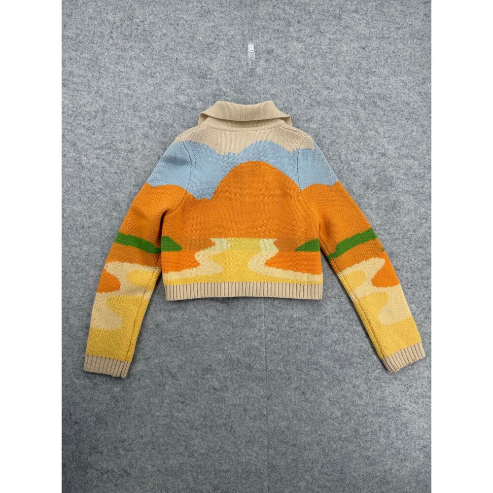 House of Sunny Day Tripper Jacquard Orange/Yellow Cardigan Size US 4 - Picture 8 of 14